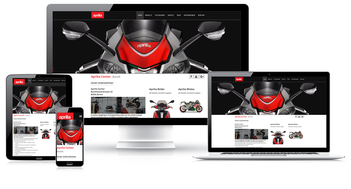 Webseite für Aprilia Händler